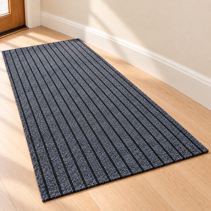 Striped Loop Non-Slip Runner Rug, Black-gray